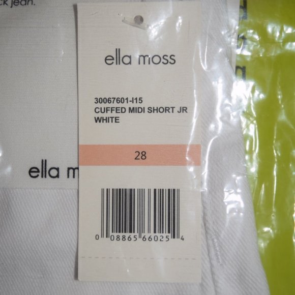 Ella Moss White Cuff-Accent Denim Shorts 28 - Picture 6 of 10
